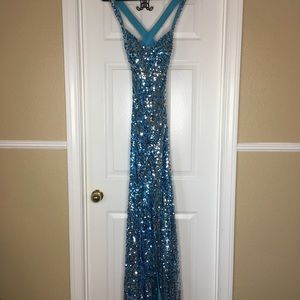 Aqua Sequin Gown